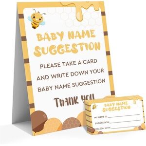5for$10 Baby Shower Game Baby Name Suggestion Sign & 50 Tickets Sweet as Can Bee